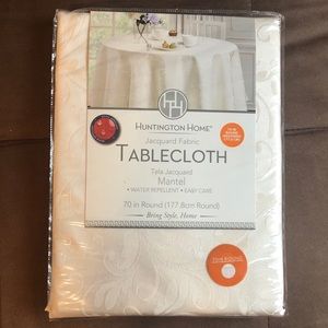White Colored Fabric 70 inch Tablecloth